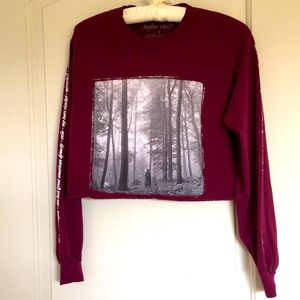 Taylor Swift Folklore Cropped Long Sleeve Tee Size Small